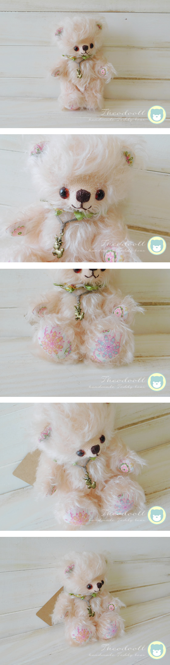 ハンドメイド テディベア アンティークピンクBear