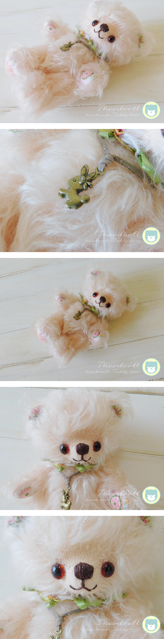 ハンドメイド テディベア アンティークピンクBear