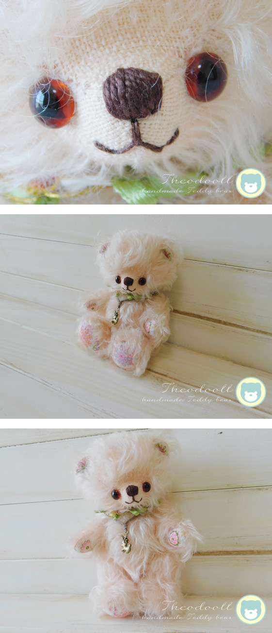 ハンドメイド テディベア アンティークピンクBear